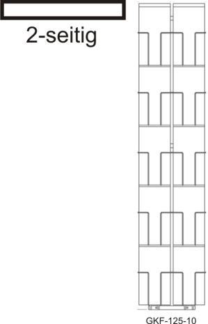 Karten-Bodenständer, 125 mm, 20 Fächer, 2-reihig, 2-seitig, silber